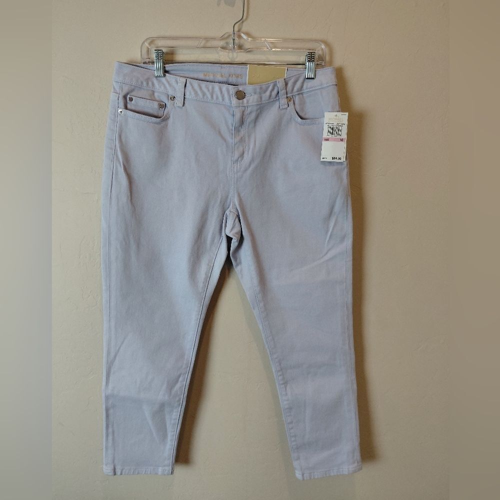 Michael Kors Izzy Cropped Skinny Jeans Quartz Light Gray Size 10 NWT
